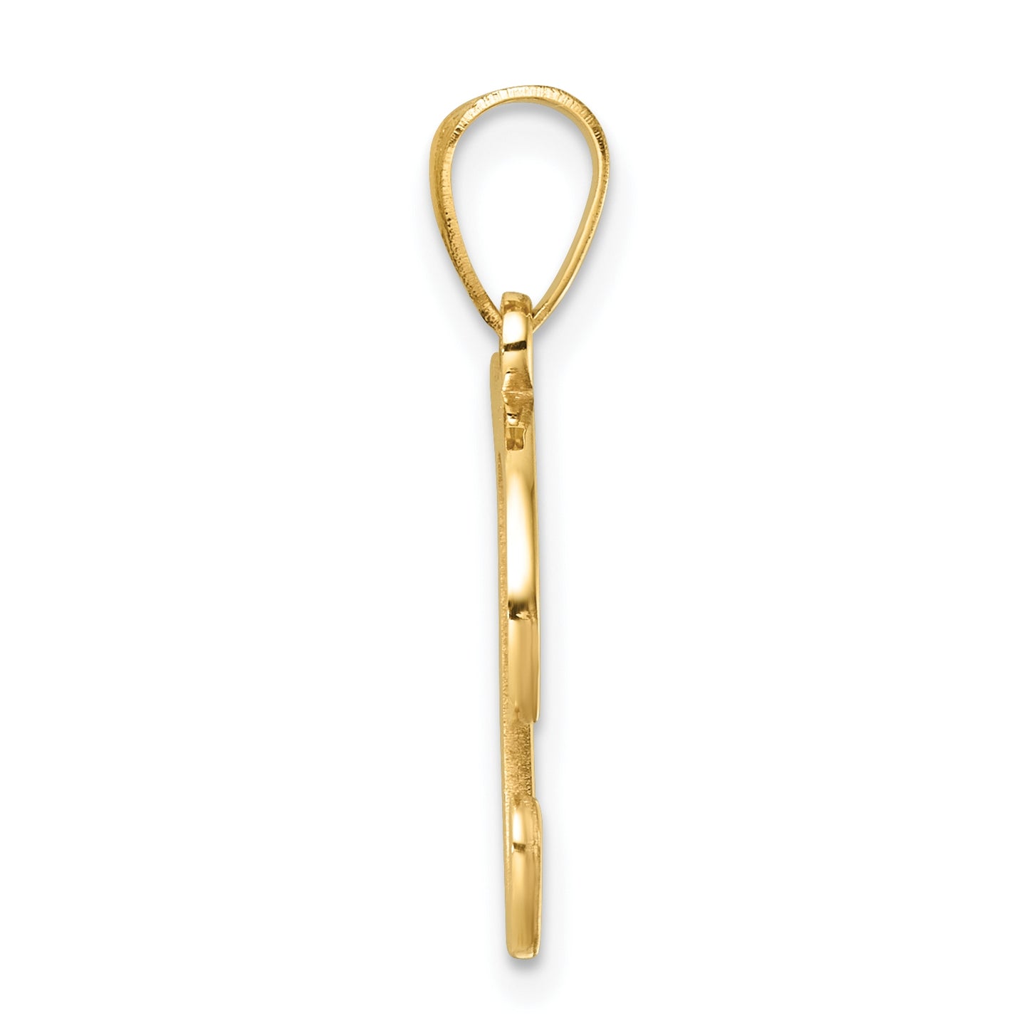 14K Yellow Gold Script Letter T Initial Pendant