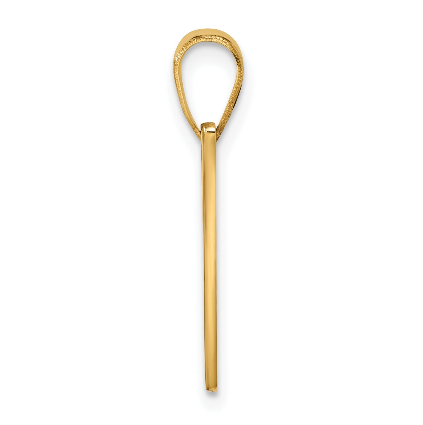 14K Yellow Gold Script Letter V Initial Pendant