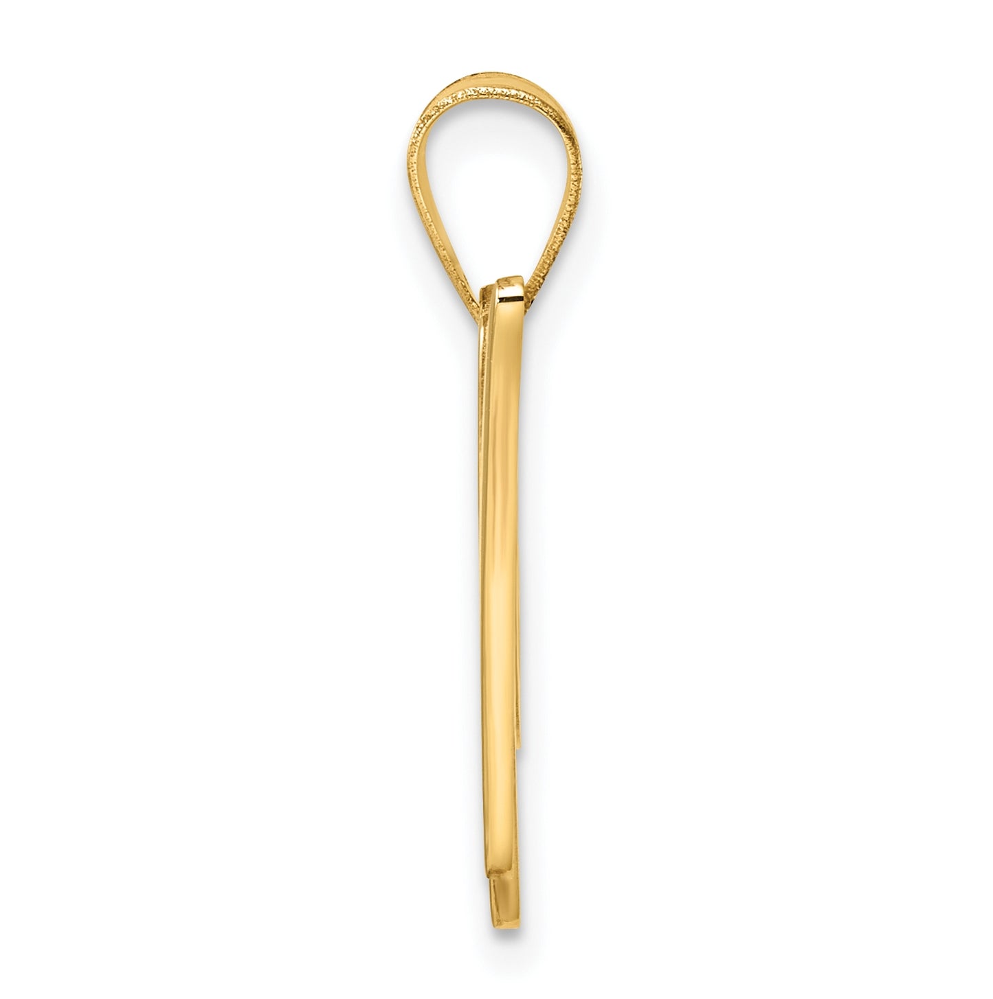 14K Yellow Gold Script Letter W Initial Pendant