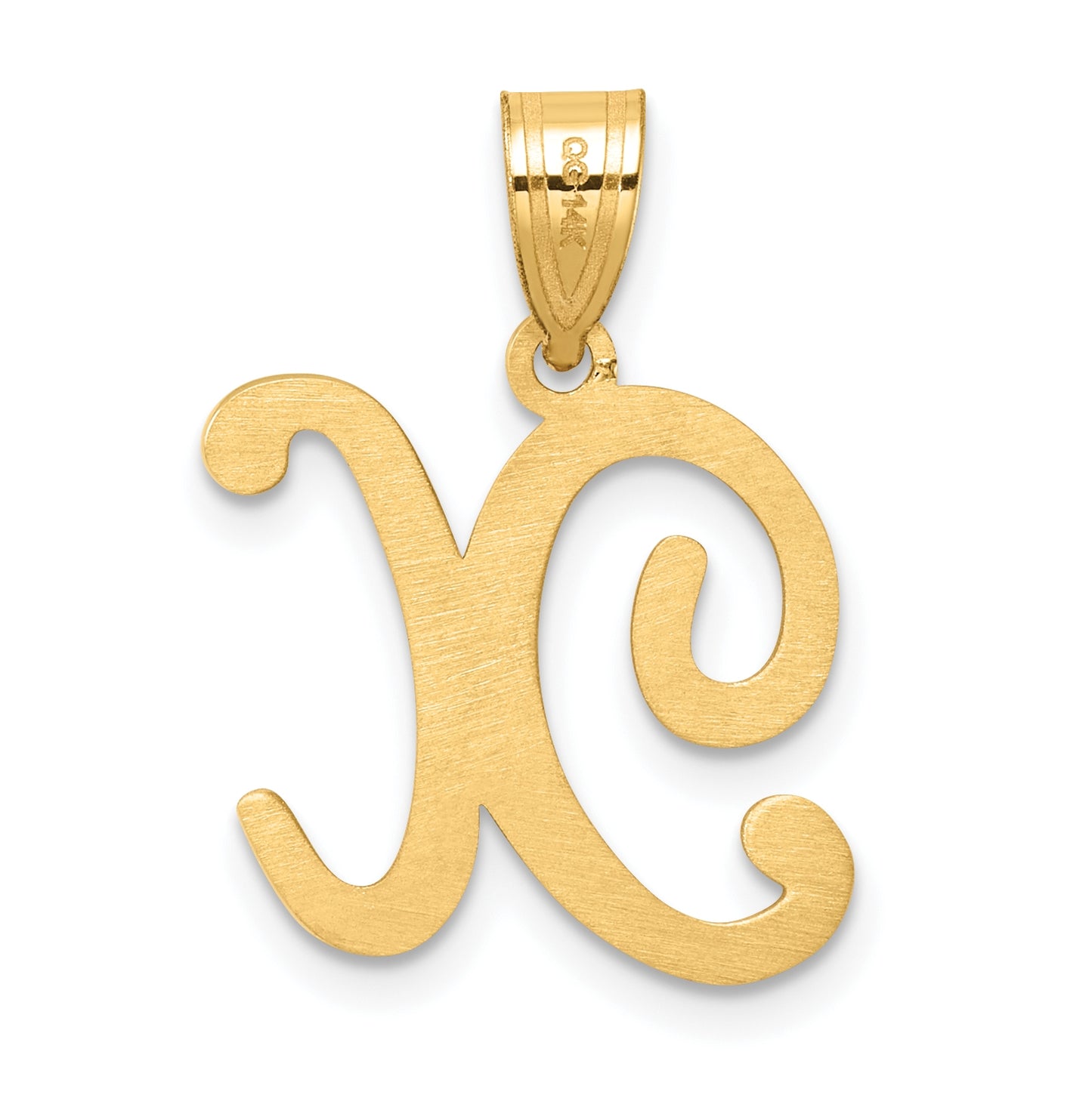 14k Yellow Gold Script Letter Initial Pendant