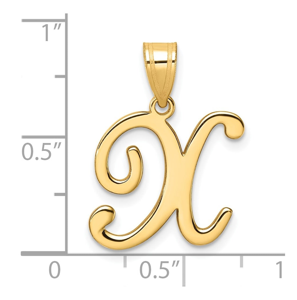 14k Yellow Gold Script Letter Initial Pendant
