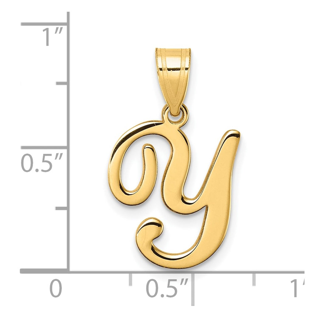 14k Yellow Gold Script Letter Initial Pendant