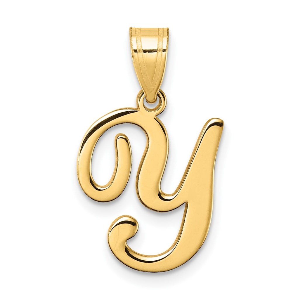 14k Yellow Gold Script Letter Initial Pendant
