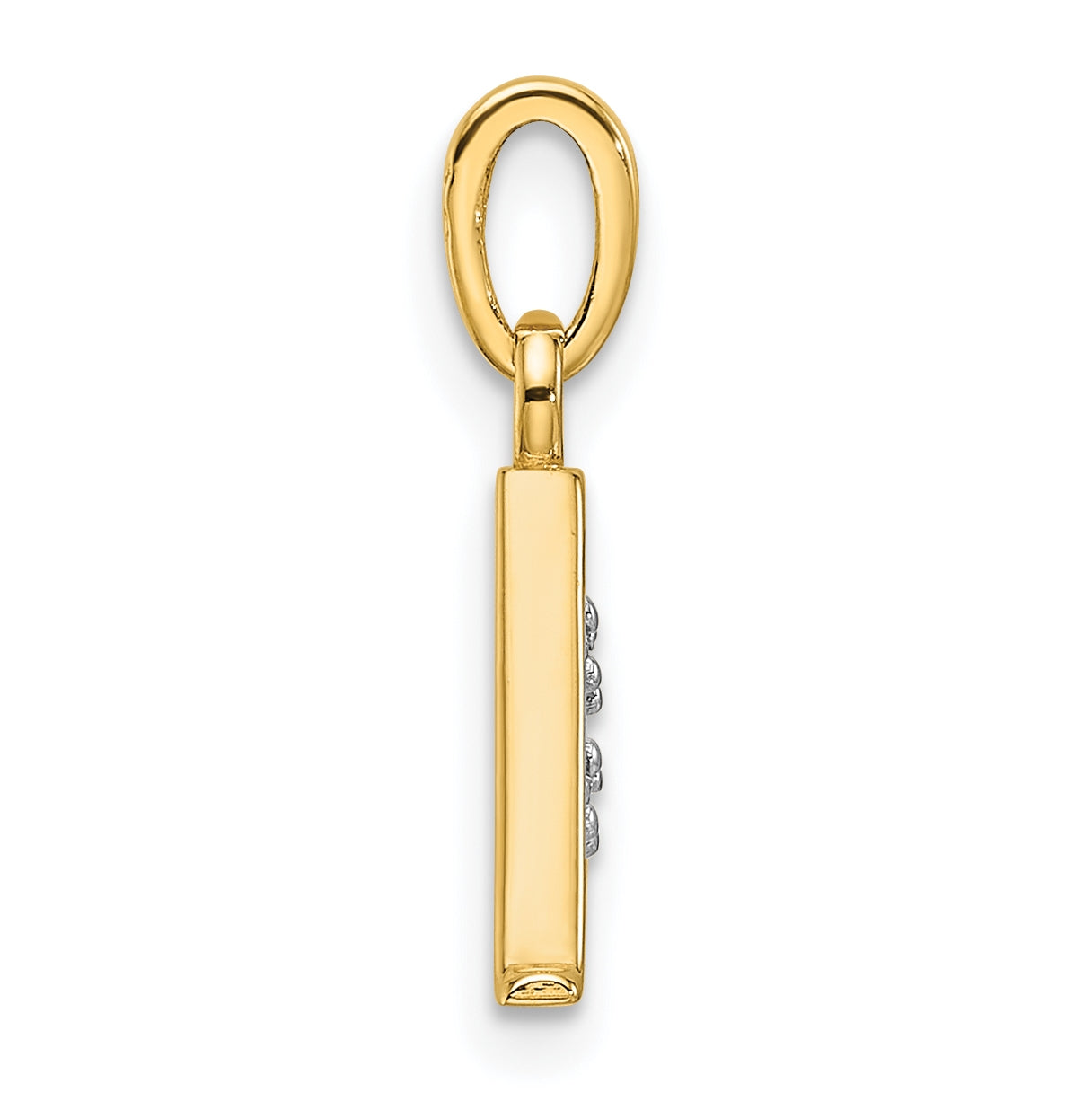 14k Yellow Gold and Rhodium Diamond Letter A Initial Pendant