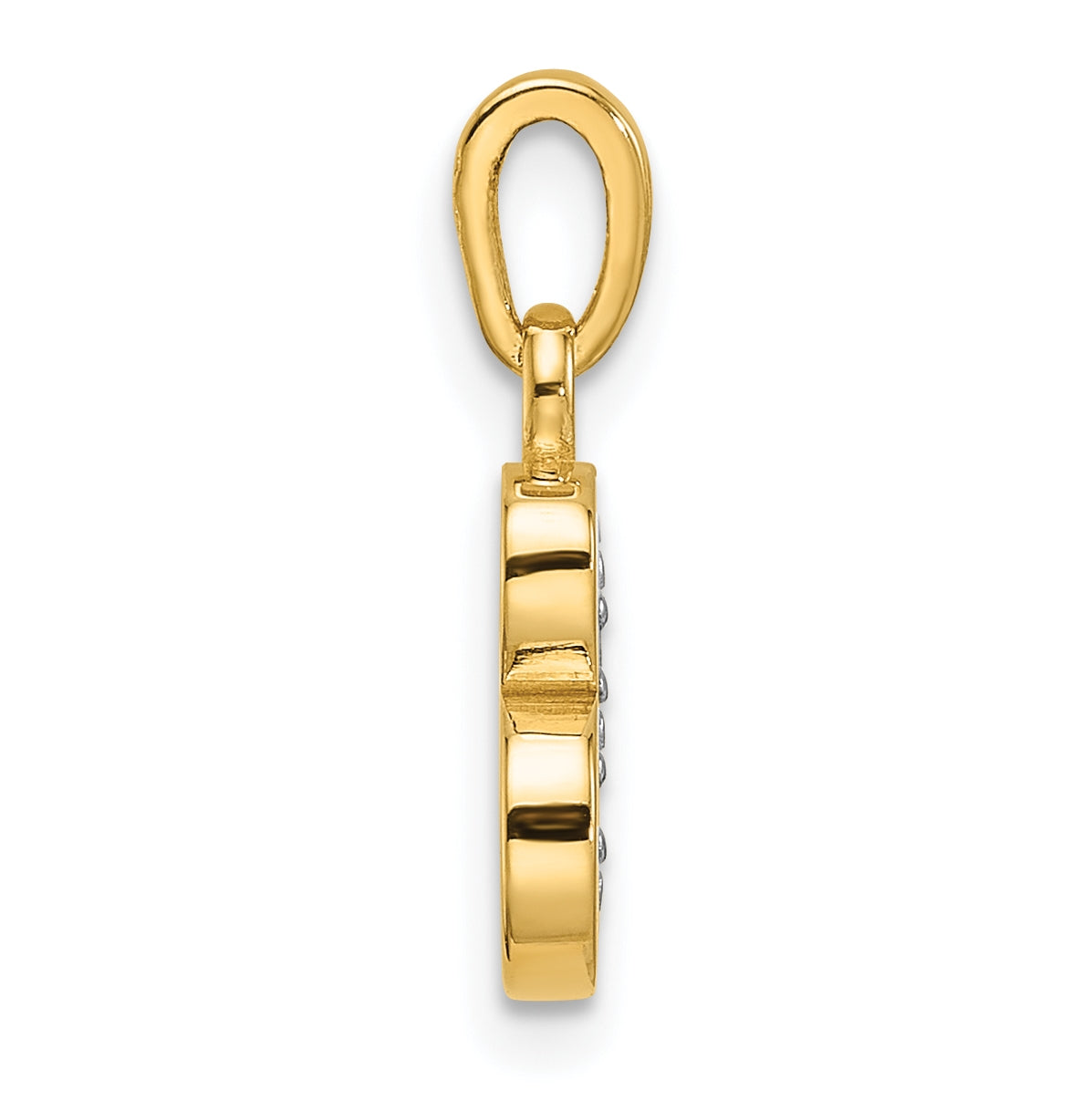 14k Yellow Gold and Rhodium Diamond Letter B Initial Pendant