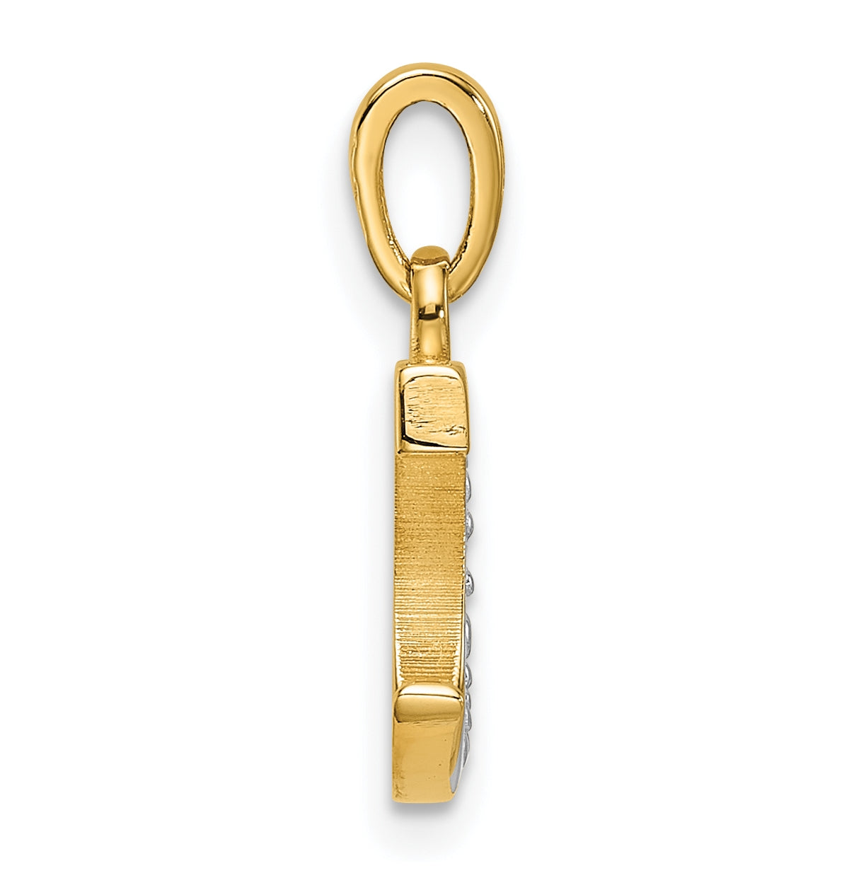14k Yellow Gold and Rhodium Diamond Letter C Initial Pendant