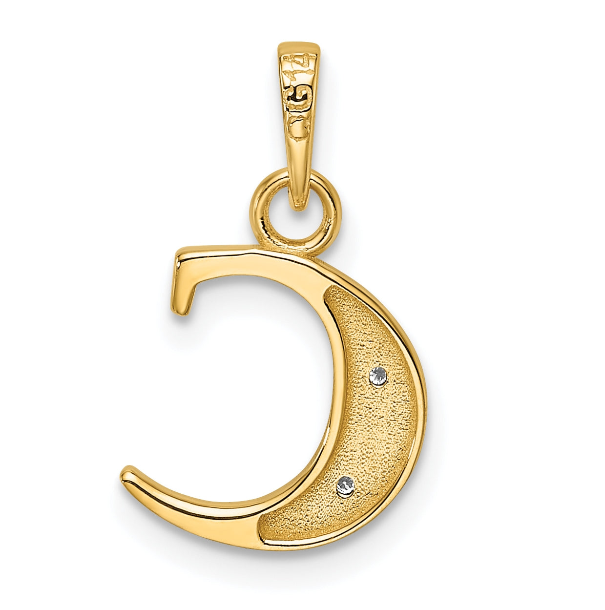 14k Yellow Gold and Rhodium Diamond Letter C Initial Pendant