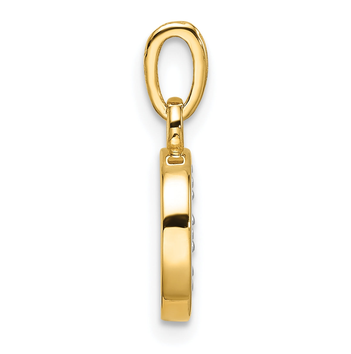 14k Yellow Gold and Rhodium Diamond Letter D Initial Pendant