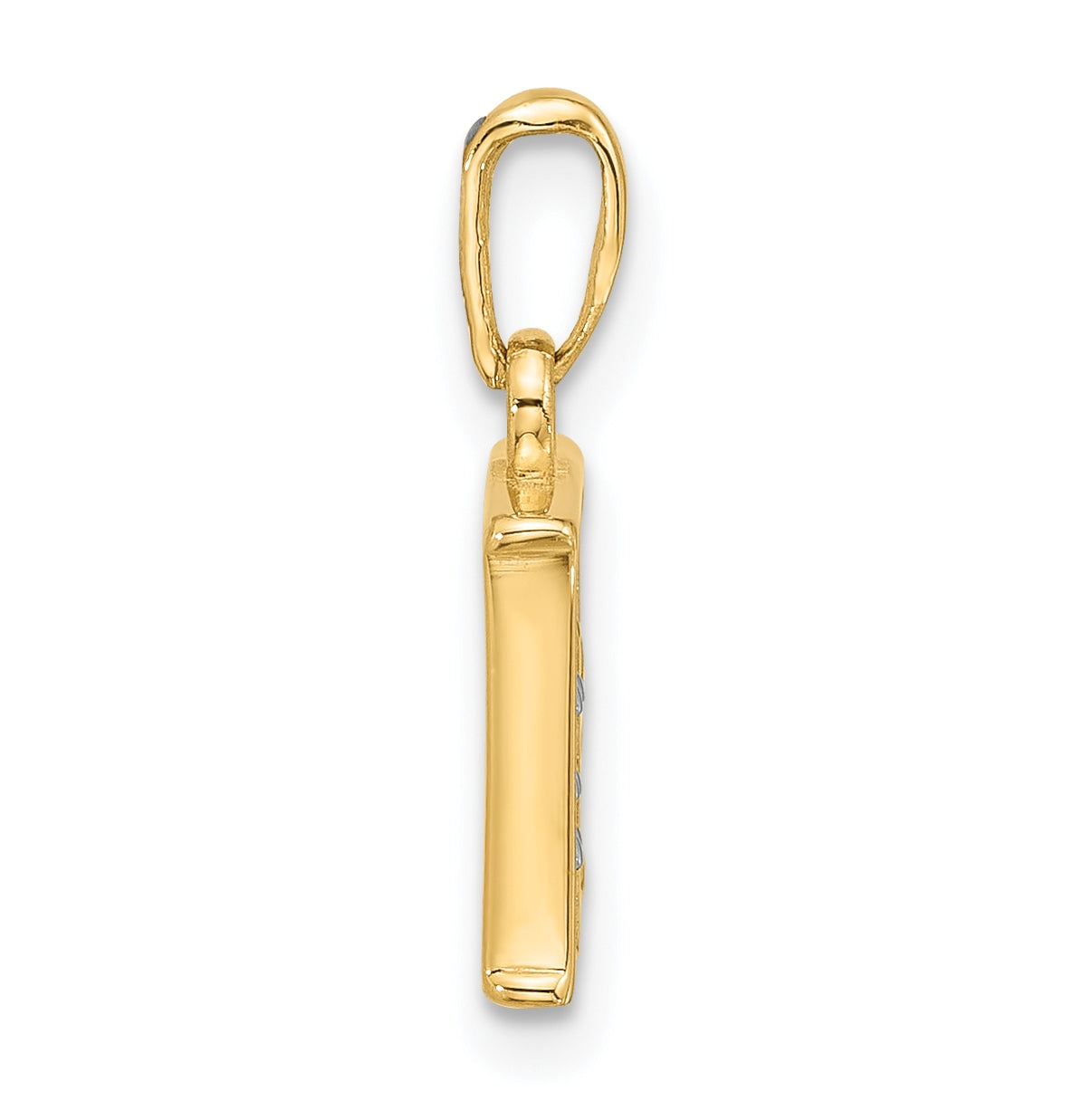 14k Yellow Gold and Rhodium Diamond Letter E Initial Pendant
