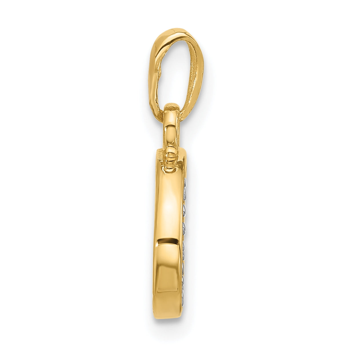 14k Yellow Gold and Rhodium Diamond Letter G Initial Pendant