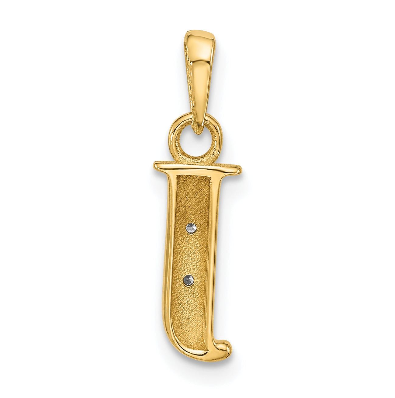 14k Yellow Gold and Rhodium Diamond Letter J Initial Pendant