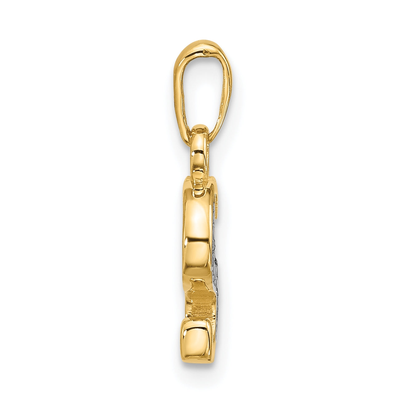14k Yellow Gold and Rhodium Diamond Letter S Initial Pendant