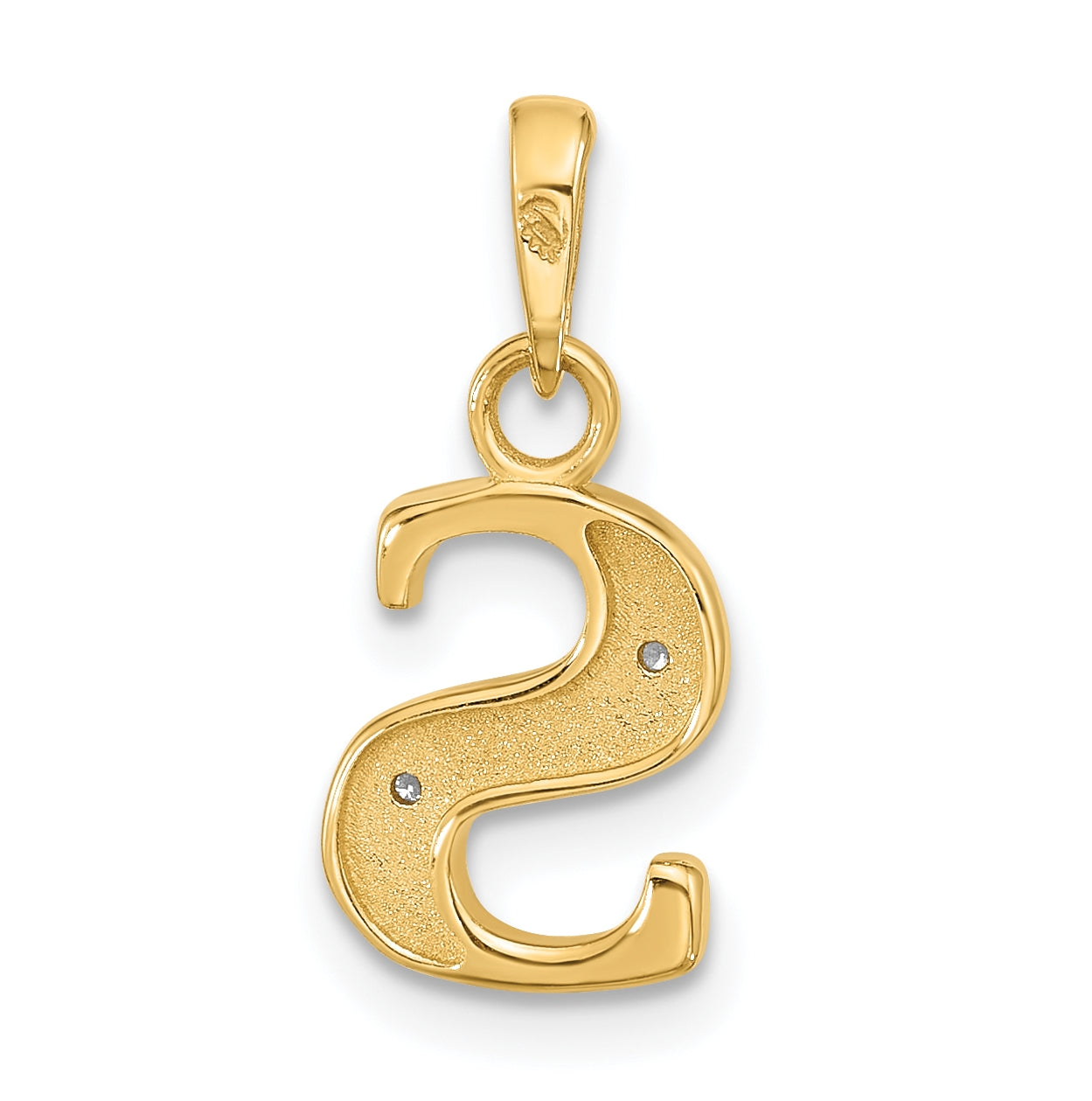 14k Yellow Gold and Rhodium Diamond Letter S Initial Pendant