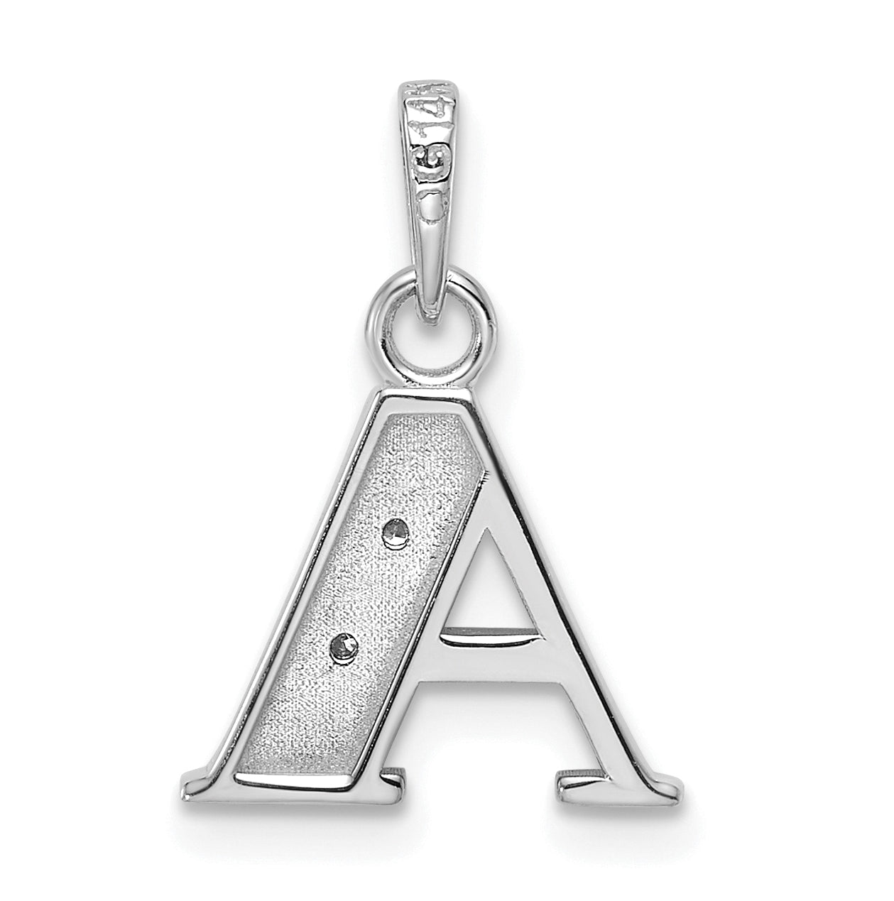 14K White Gold Diamond Letter A Initial-Pendant