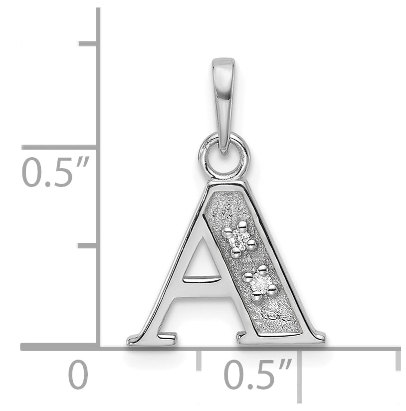 14K White Gold Diamond Letter A Initial-Pendant