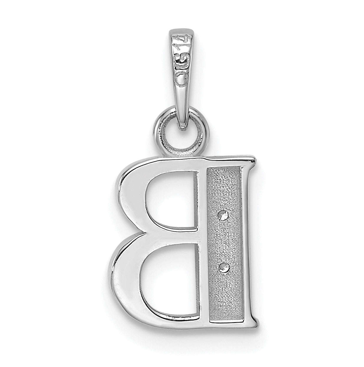 14K White Gold Diamond Letter B Initial-Pendant