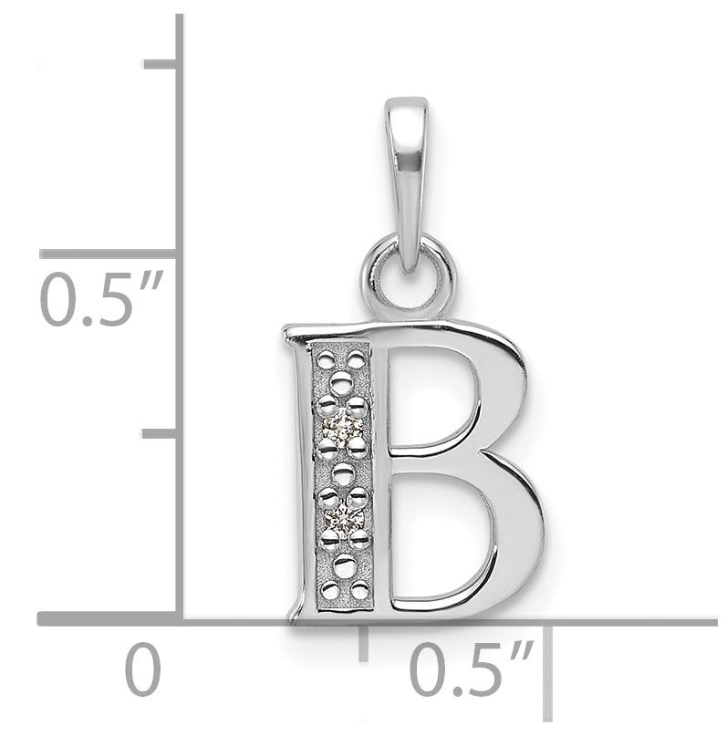 14K White Gold Diamond Letter B Initial-Pendant