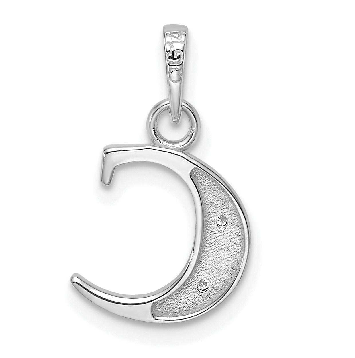 14K White Gold Diamond Letter C Initial-Pendant