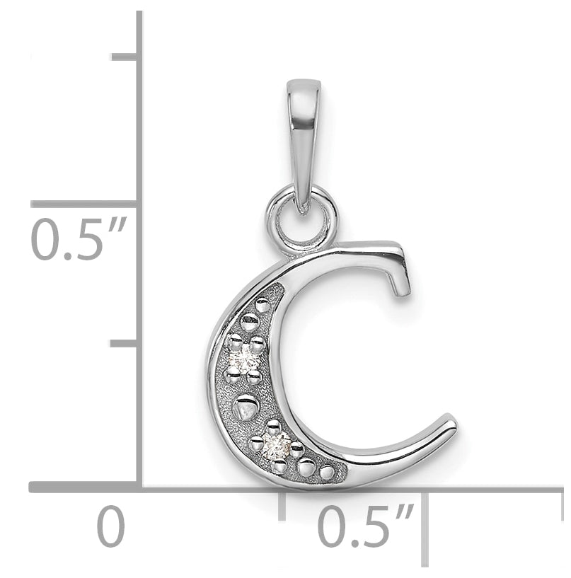 14K White Gold Diamond Letter C Initial-Pendant