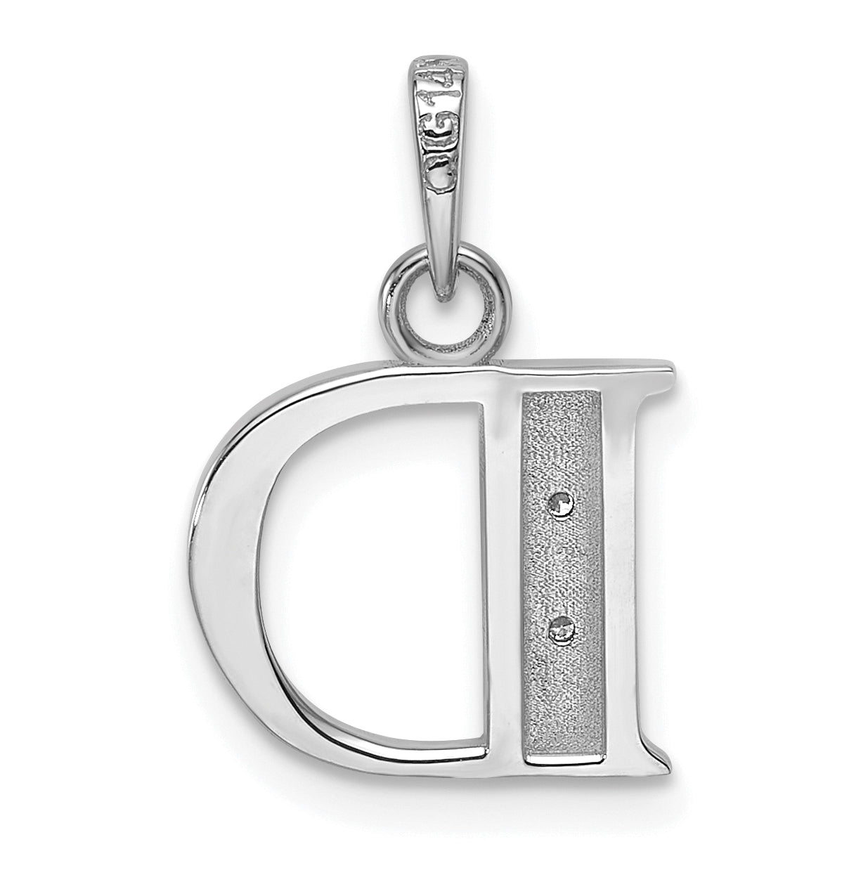 14K White Gold Diamond Letter D Initial-Pendant