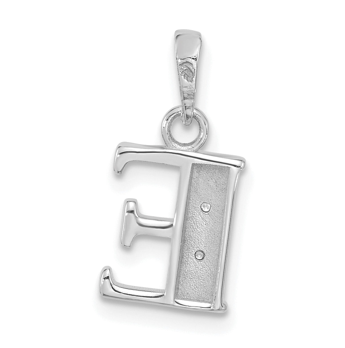 14K White Gold Diamond Letter E Initial-Pendant