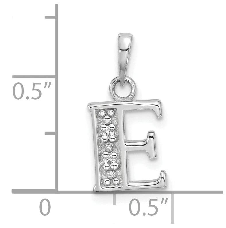 14K White Gold Diamond Letter E Initial-Pendant