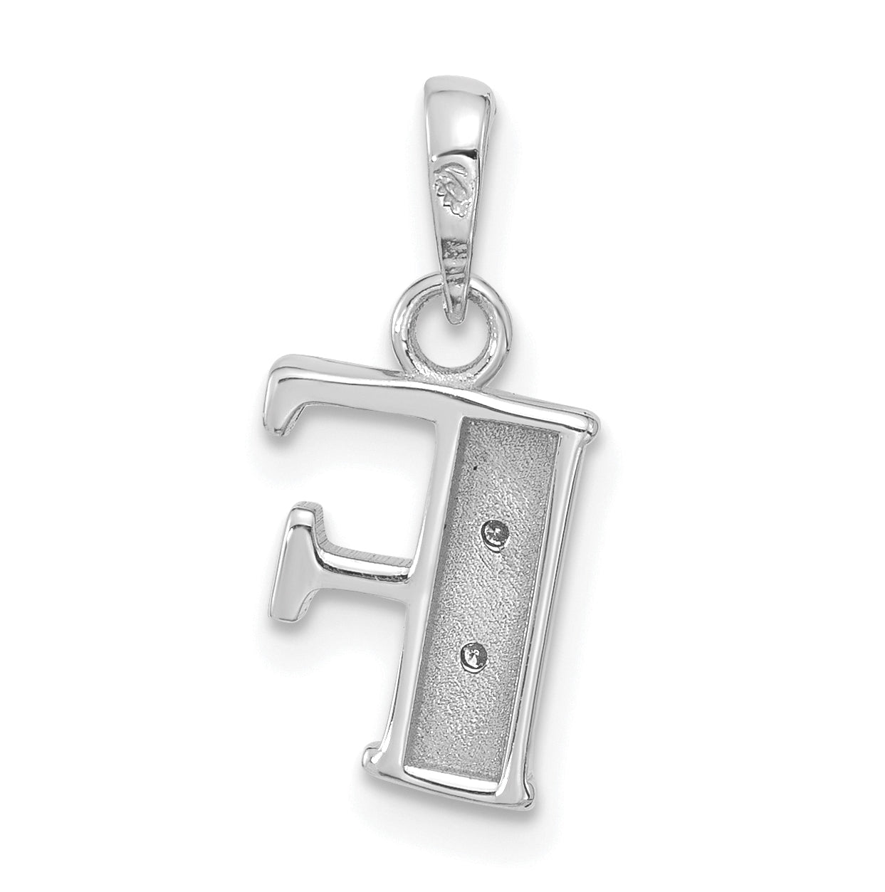 14K White Gold Diamond Letter F Initial-Pendant