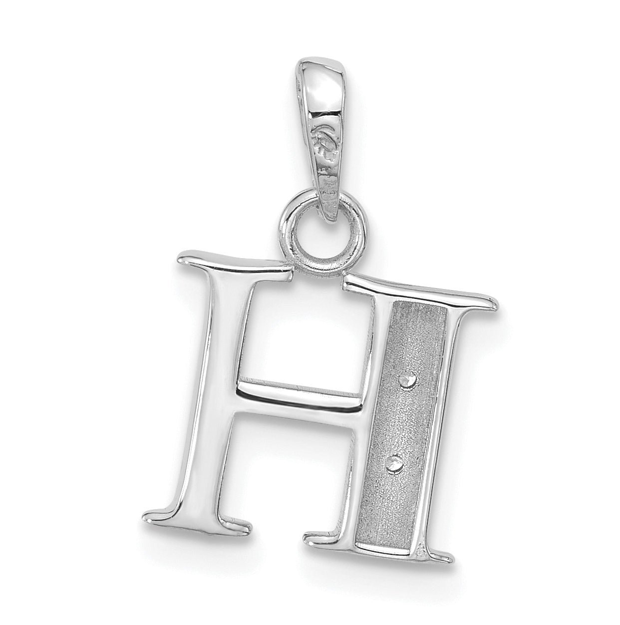 14K White Gold Diamond Letter H Initial-Pendant