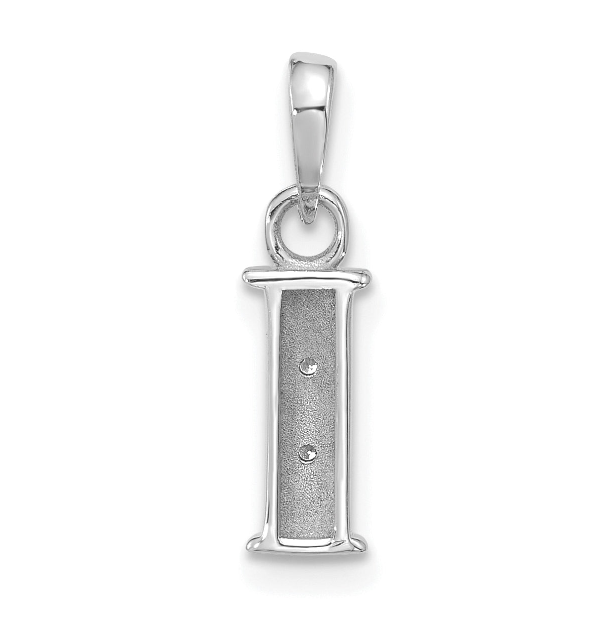 14K White Gold Diamond Letter I Initial-Pendant