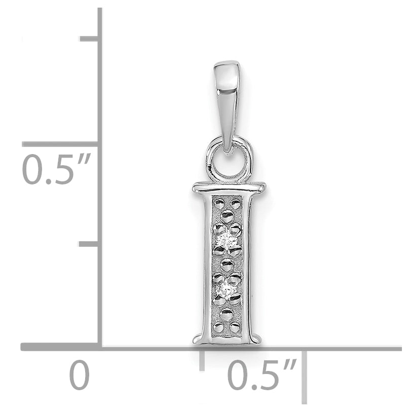 14K White Gold Diamond Letter I Initial-Pendant