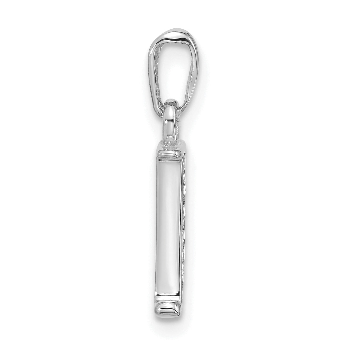 14K White Gold Diamond Letter J Initial-Pendant