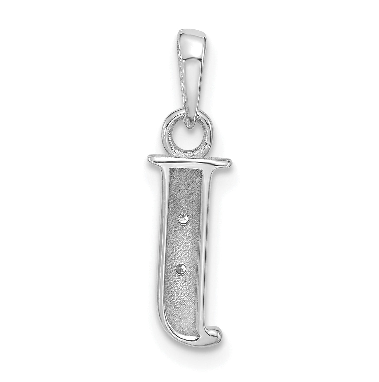 14K White Gold Diamond Letter J Initial-Pendant