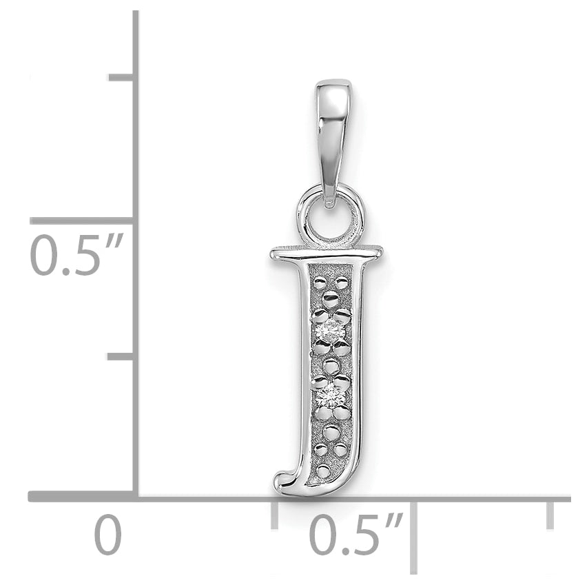 14K White Gold Diamond Letter J Initial-Pendant