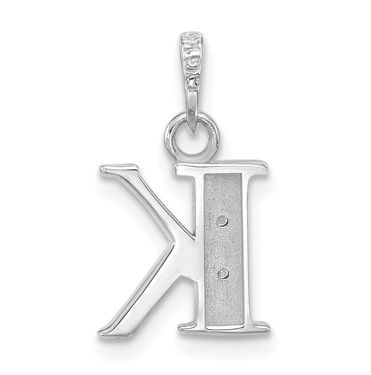 14K White Gold Diamond Letter K Initial-Pendant