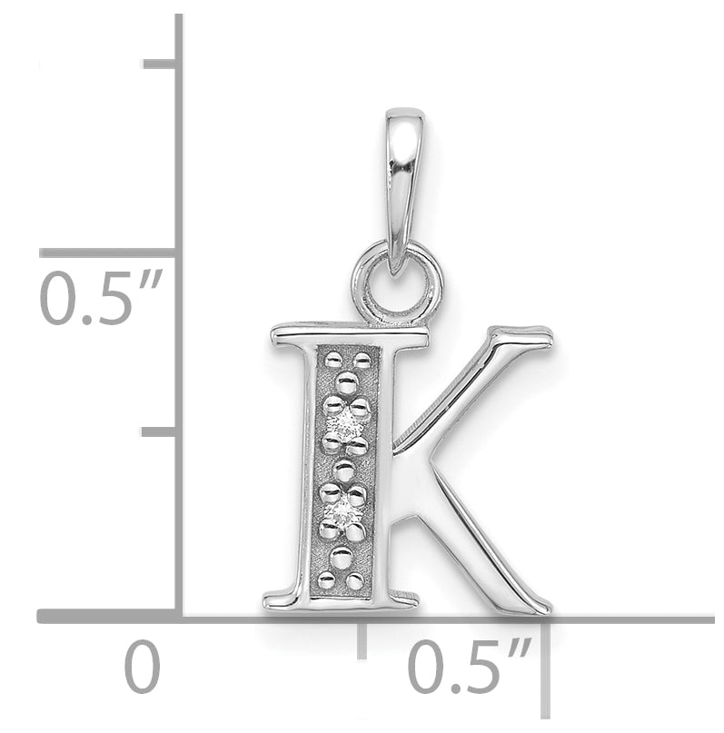 14K White Gold Diamond Letter K Initial-Pendant