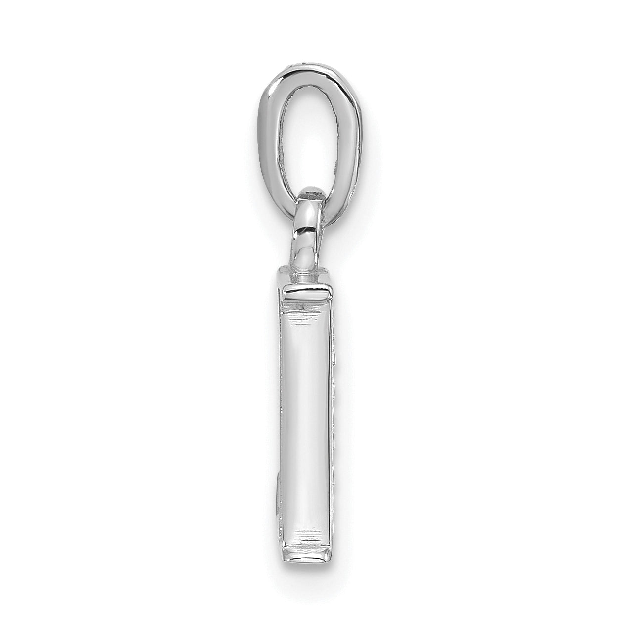 14K White Gold Diamond Letter L Initial-Pendant