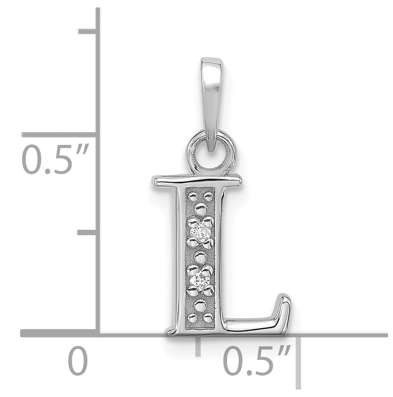 14K White Gold Diamond Letter L Initial-Pendant