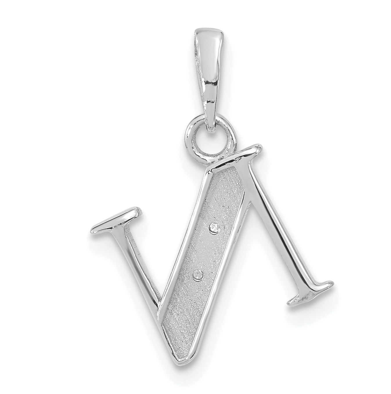 14K White Gold Diamond Letter N Initial-Pendant