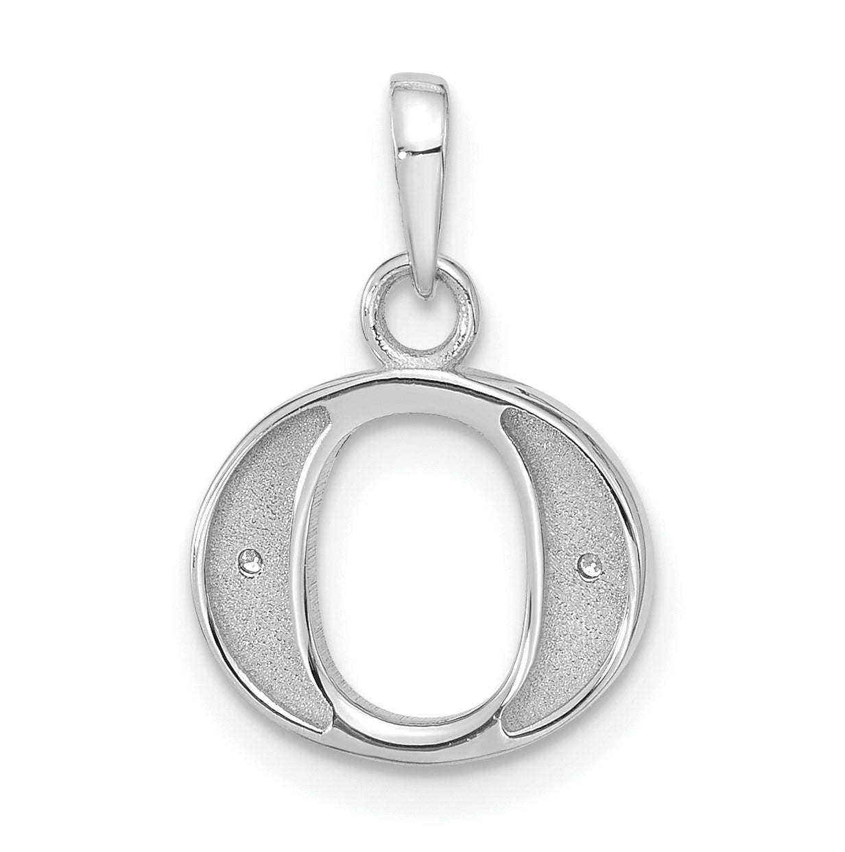 14K White Gold Diamond Letter O Initial-Pendant