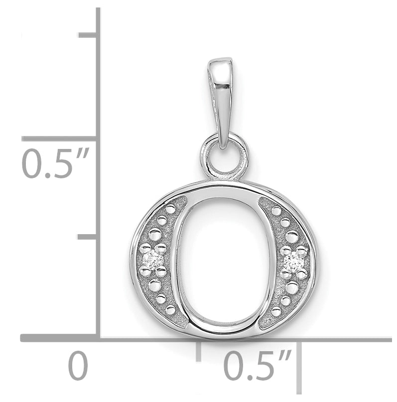14K White Gold Diamond Letter O Initial-Pendant