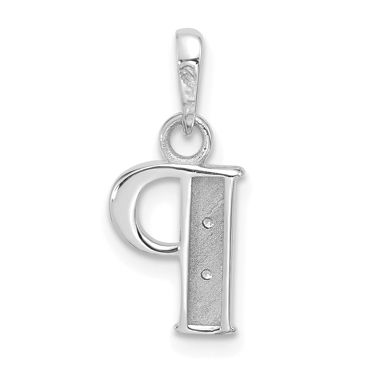 14K White Gold Diamond Letter P Initial-Pendant
