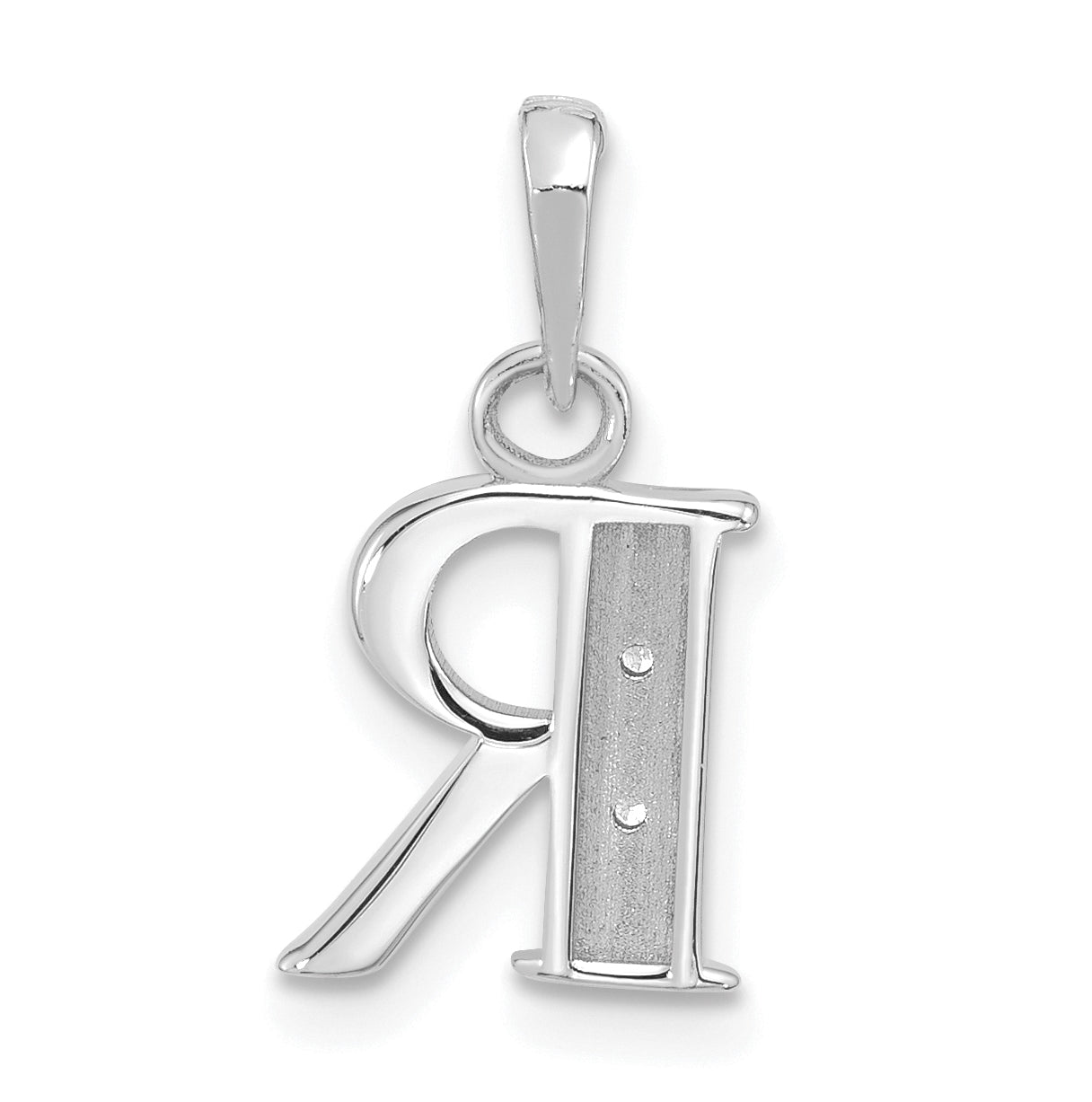 14K White Gold Diamond Letter R Initial-Pendant