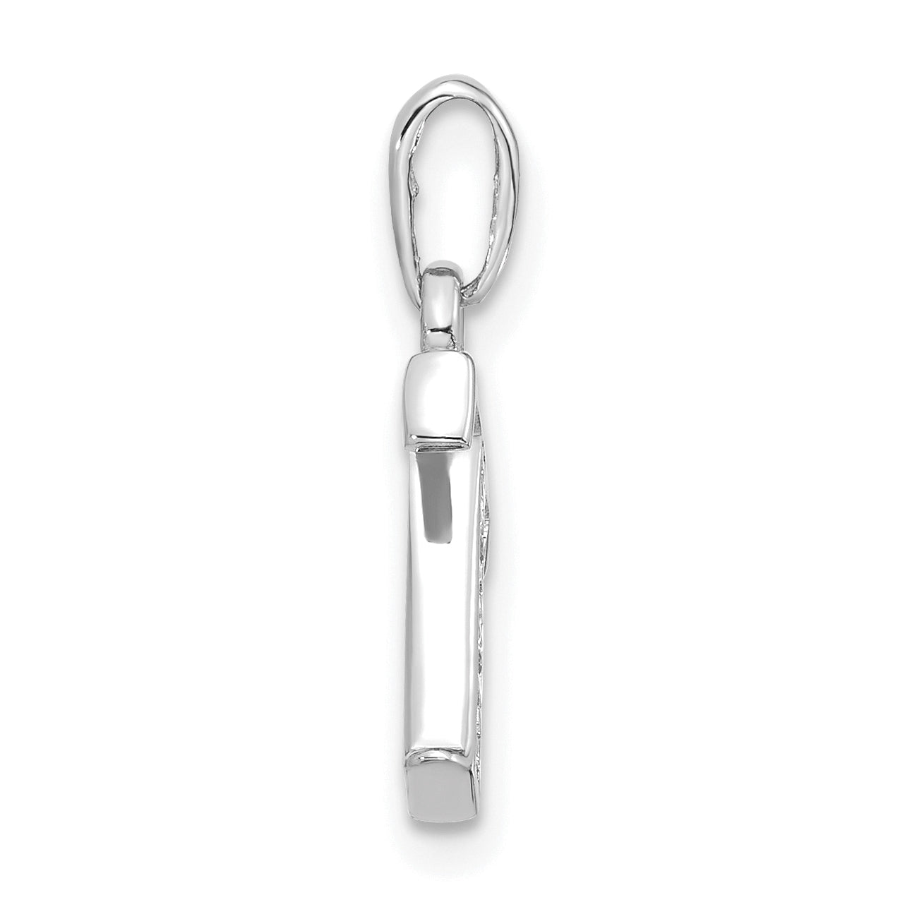 14K White Gold Diamond Letter T Initial-Pendant
