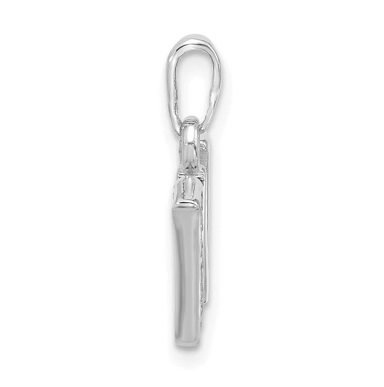 14K White Gold Diamond Letter W Initial-Pendant