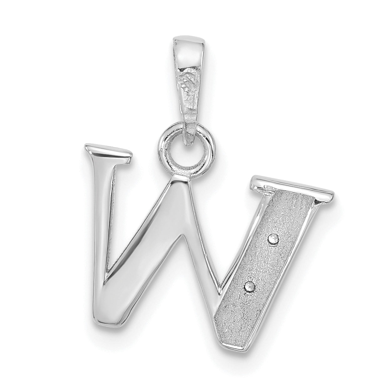 14K White Gold Diamond Letter W Initial-Pendant