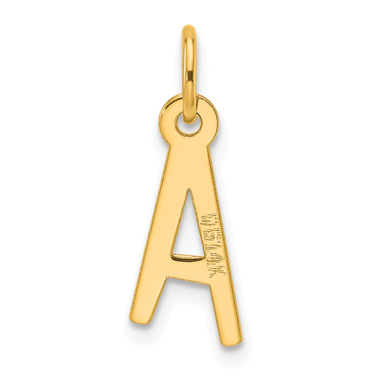14K Yellow Gold Slanted Block Letter A Initial Charm