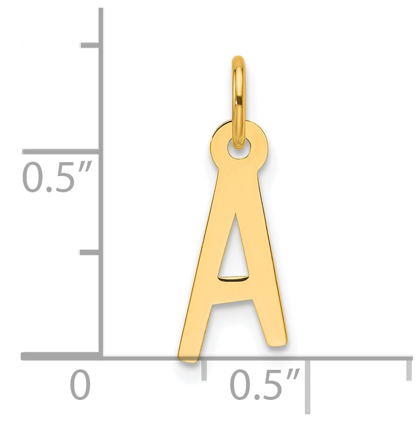 14K Yellow Gold Slanted Block Letter A Initial Charm