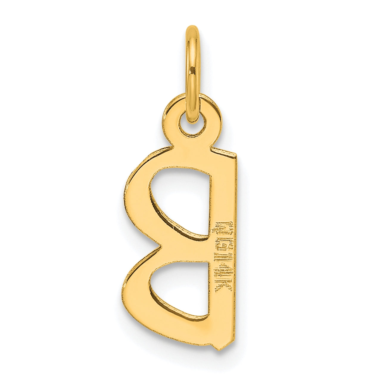 14K Yellow Gold Slanted Block Letter B Initial Charm