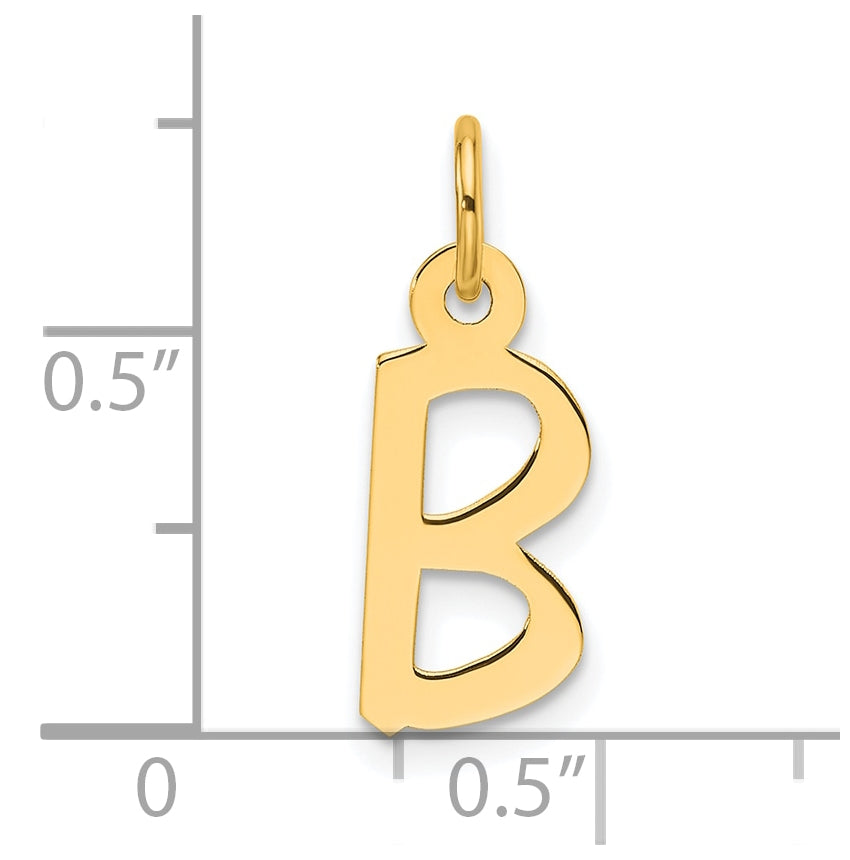 14K Yellow Gold Slanted Block Letter B Initial Charm