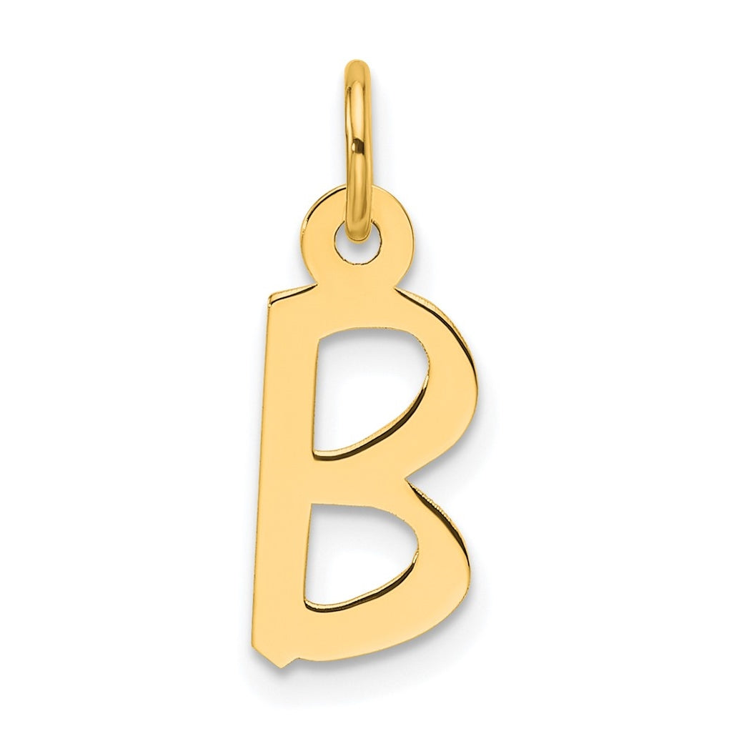 14K Yellow Gold Slanted Block Letter B Initial Charm
